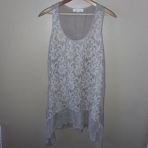 Tan Lace Trimmed Boho Tunic